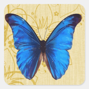 Beautiful Blue Butterfly Vintage art Square Sticker