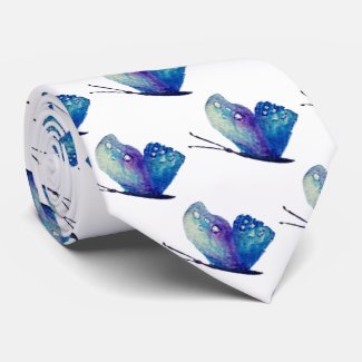 Beautiful Blue Butterfly Watercolor Art  Tie