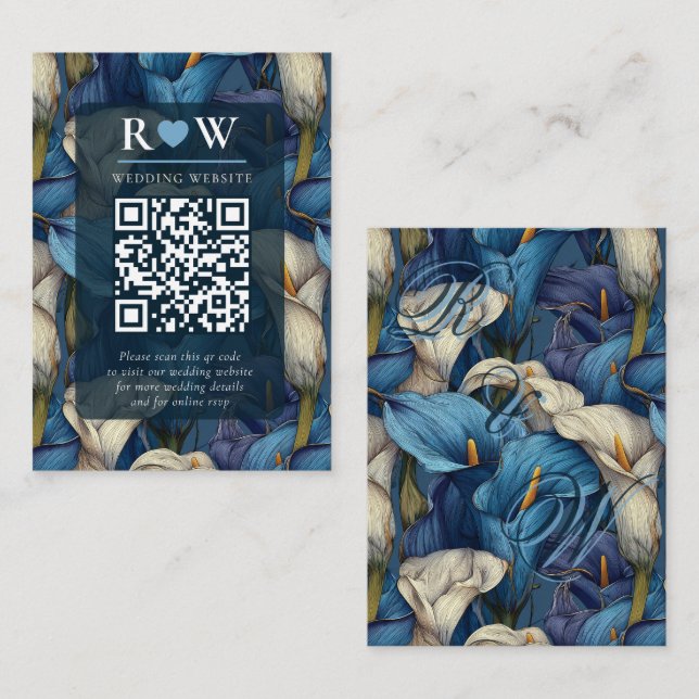 Beautiful Blue Calla Lilies Destination Wedding Enclosure Card (Front/Back)