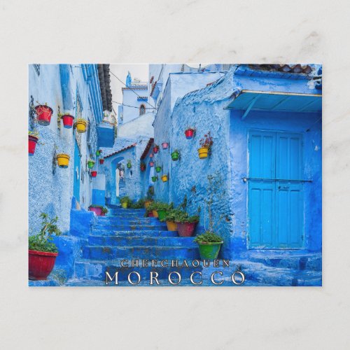 Beautiful Blue Chefchaouen Moroccan Architecture Postcard