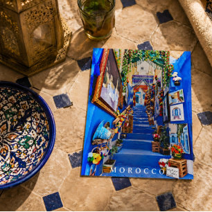 Beautiful Blue Chefchaouen Moroccan Architecture Postcard