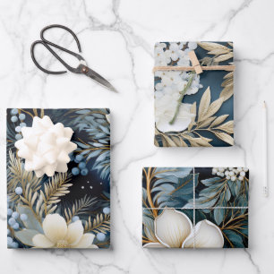 Beautiful Blue Christmas Mix Wrapping Paper Sheets