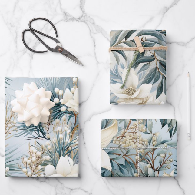 Beautiful Blue Christmas   Mix Wrapping Paper Sheets (Front)