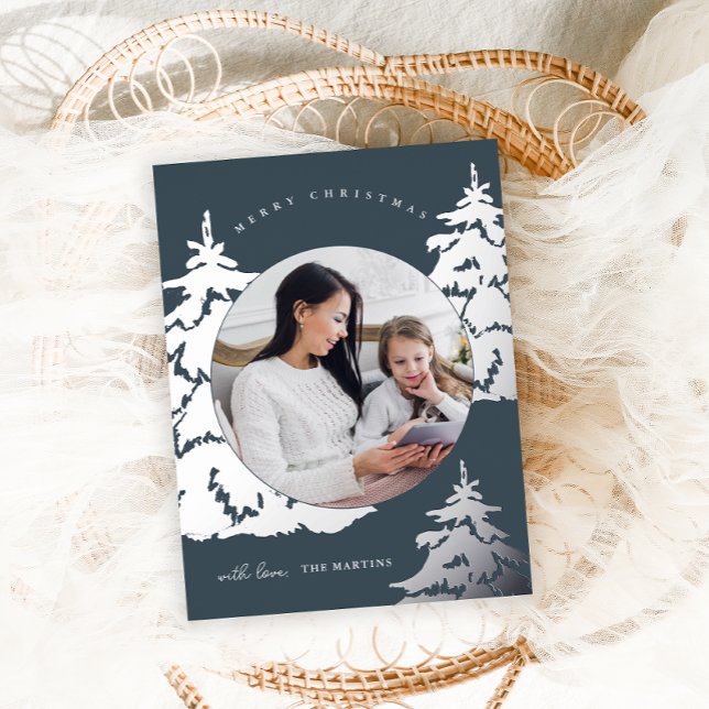 Beautiful Blue Christmas Tree Two Photo Holiday (Creator Uploaded)