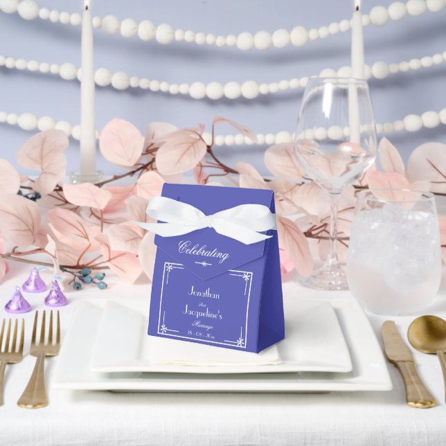 Beautiful Blue Classic Chic Thank You Wedding  Favor Boxes (Wedding)