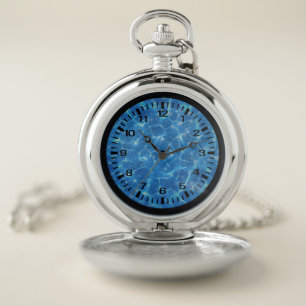 Beautiful Blue Clock Face Pattern Pocket Watch