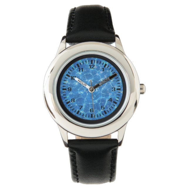 Beautiful Blue Clock Face Pattern Watch (Front)