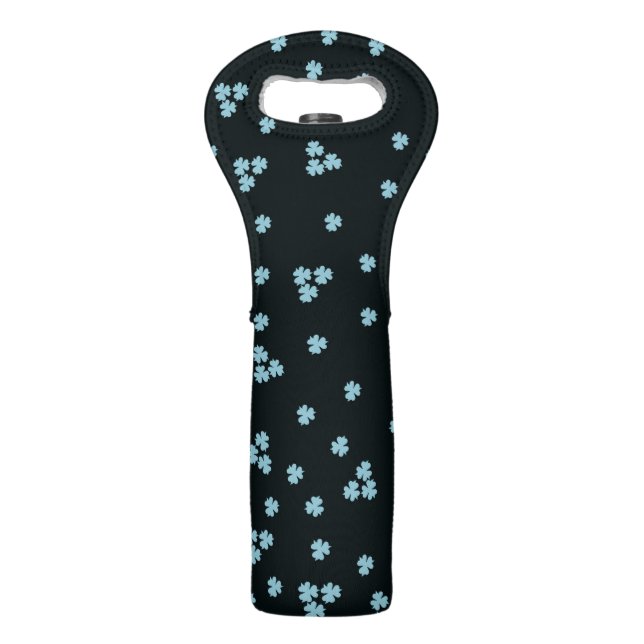 Beautiful Blue Clovers Wine Bag (Front)