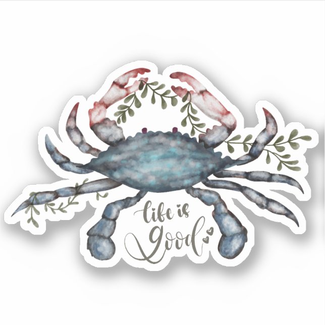 Beautiful Blue Crab Art Design Sticker (Front)