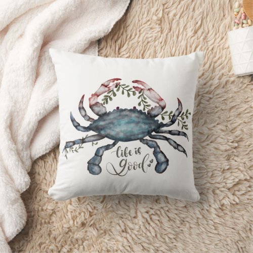Beautiful Blue Crab Art Design Throw Pillow