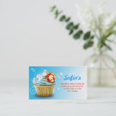 beautiful blue cupcake business cards (Standing Front)