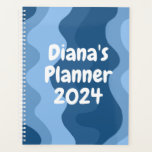Beautiful Blue Curves Stripes Colorful Bold CUSTOM Planner<br><div class="desc">Hello! I hope you like this original artwork design. Add your own text,  change the colors or fonts to personalize it. Check my shop for more designs. If you'd like something custom please let me know.</div>