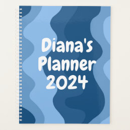 Beautiful Blue Curves Stripes Colorful Bold CUSTOM Planner
