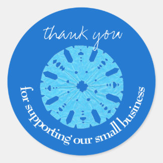 Beautiful blue customer thank you classic round sticker