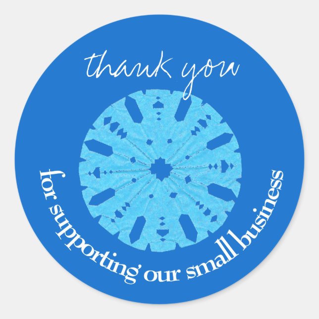 Beautiful blue customer thank you classic round sticker (Front)