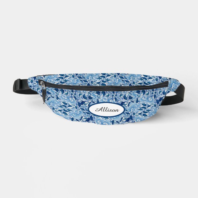 Beautiful Blue Damask Fanny Pack (Front)