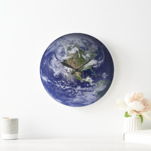 Beautiful Blue Earth Solar System Planet Home Large Clock