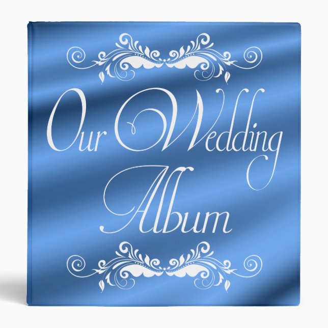 Beautiful Blue Elegant Satin Wedding Photo Album Binder (Front)