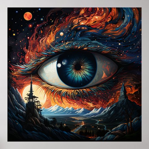 Beautiful Blue Eye Watching Over Us Poster