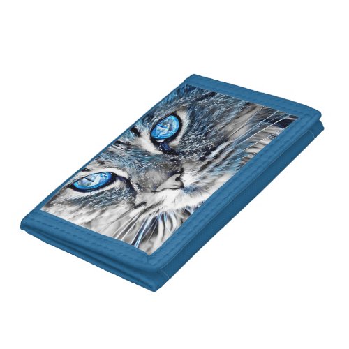 Beautiful blue_eyed cat trifold wallet