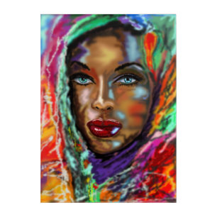 Beautiful Blue Eyed Girl in Colorful Scarf Acrylic Print