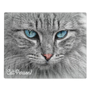 Beautiful Blue Eyed Gray and White Cat Jigsaw Puzzle