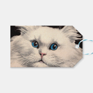 beautiful blue-eyed white cat gift tags