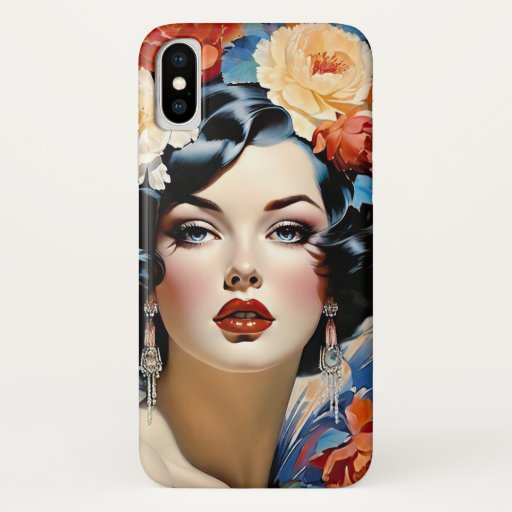 Beautiful Blue Eyes An Art Deco Woman iPhone X Case