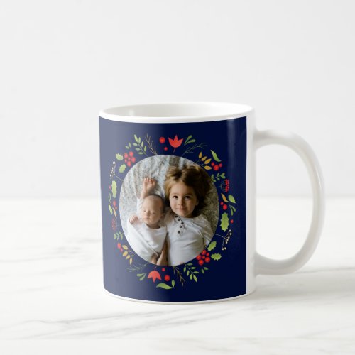 Beautiful Blue Family Photo Custom Christmas Coffee Mug