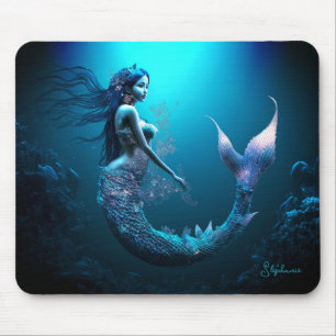Beautiful Blue Fantasy Mermaid Mouse Pad