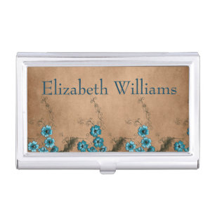 Beautiful Blue Floral Business Card Case