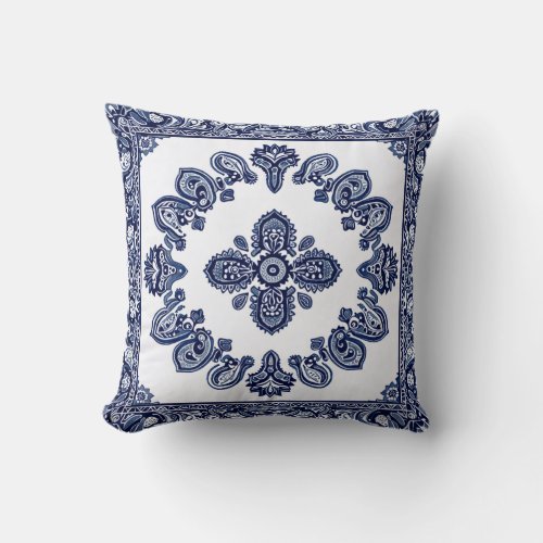 Beautiful Blue Floral Design  Throw Pillow