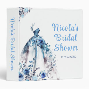 Beautiful Blue Floral Dress Bridal Shower Photo  3 Ring Binder