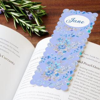 Beautiful Blue Floral Garden Custom Bookmarks
