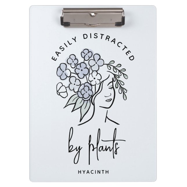 Beautiful Blue Floral Gardener Personalized Cute Clipboard (Front)