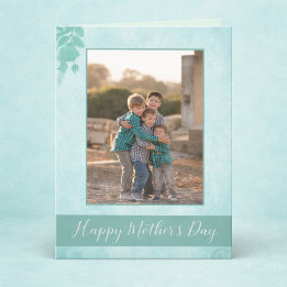 Beautiful Blue Floral Happy Mother's Day Photo Card