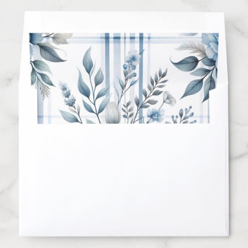 Beautiful Blue Floral Leaf Plaid Pattern Envelope Liner