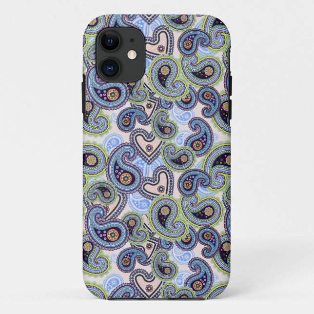 Beautiful Blue Floral Paisley Lace Case-Mate iPhone Case (Back)