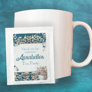 Beautiful Blue Floral Tea Party Tea Bag Drink Mix