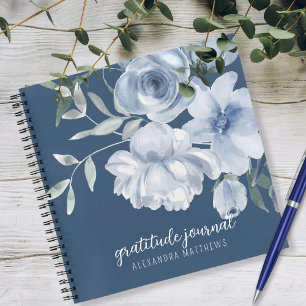 Beautiful Blue Floral Watercolor Gratitude Journal