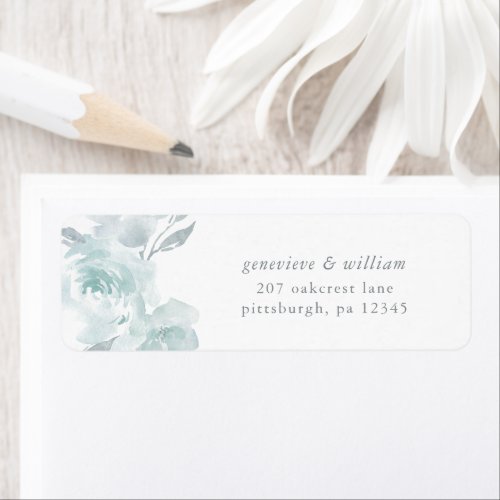 Beautiful Blue Floral Wedding Return Address Label