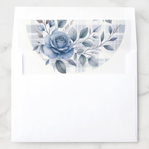 Beautiful Blue Flower Floral Plaid Pattern Envelope Liner