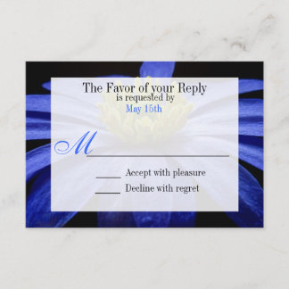 Beautiful Blue Flower on Black Wedding RSVP Cards