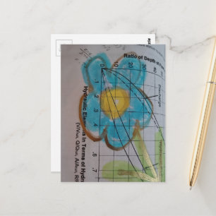 Beautiful Blue Flower on Vintage Textbook Page Postcard