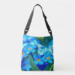 Beautiful blue flower pattern crossbody bag