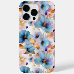 Beautiful Blue Flowers Alcohol Ink Pastel Case-Mate iPhone 14 Pro Max Case