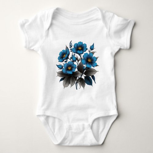 beautiful blue flowers baby bodysuit