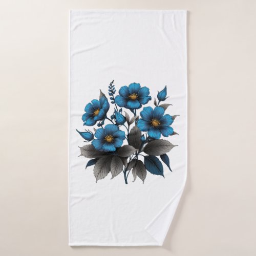 beautiful blue flowers bath towel