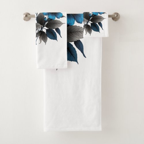 beautiful blue flowers bath towel set