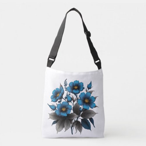 beautiful blue flowers crossbody bag